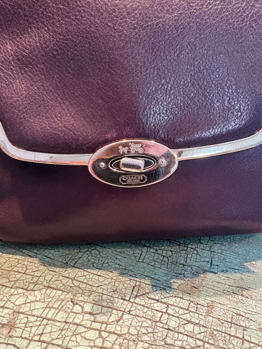 Coach Sadie Madison Satchel 26624 Eggplant Purple Leather Crossbody - Picture 3 of 9
